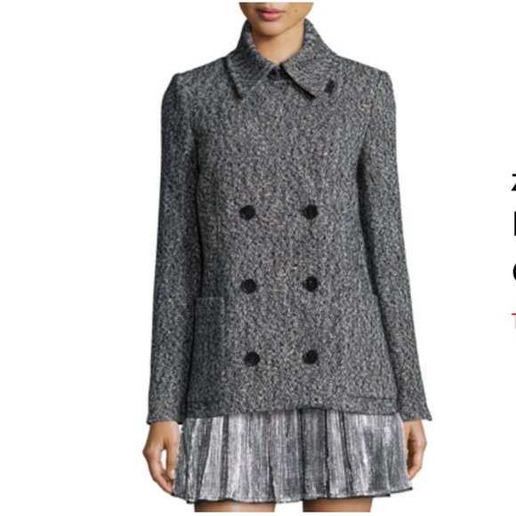 Zadig & Voltaire Miles Deluxe Double-Breasted Coat Gris Peacoat - Picture 3 of 10